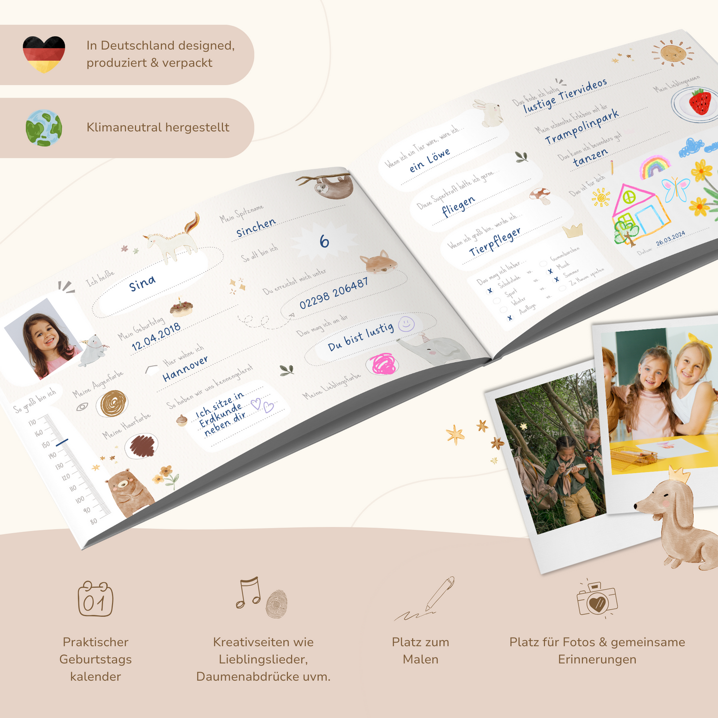 Freundebuch_Kinder_Kindergarten_Schule_Boho_beige