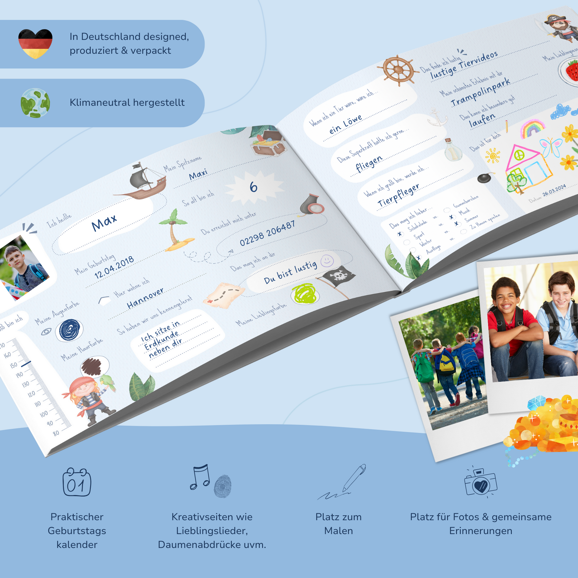 Freundebuch_Kinder_Kindergarten_Schule_Piraten_blau