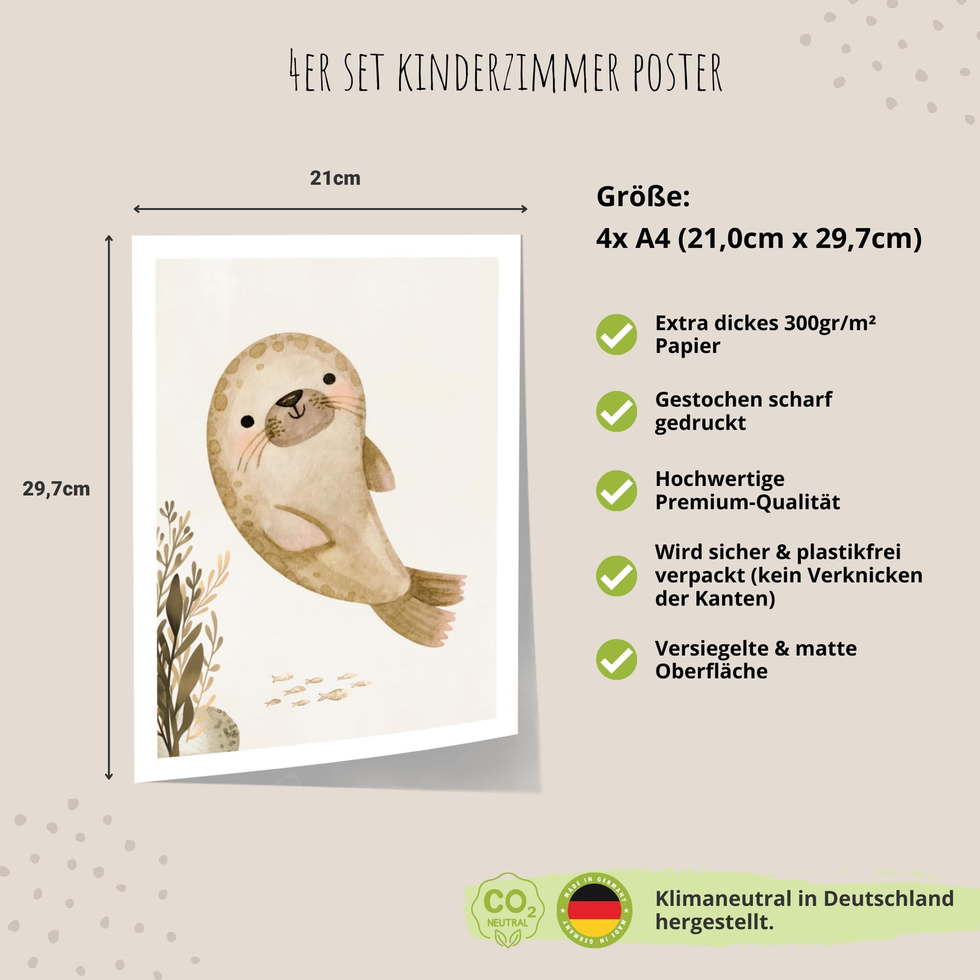 Kinderzimmerposter_Unterwasserwelt_beige_A4_4er_Set