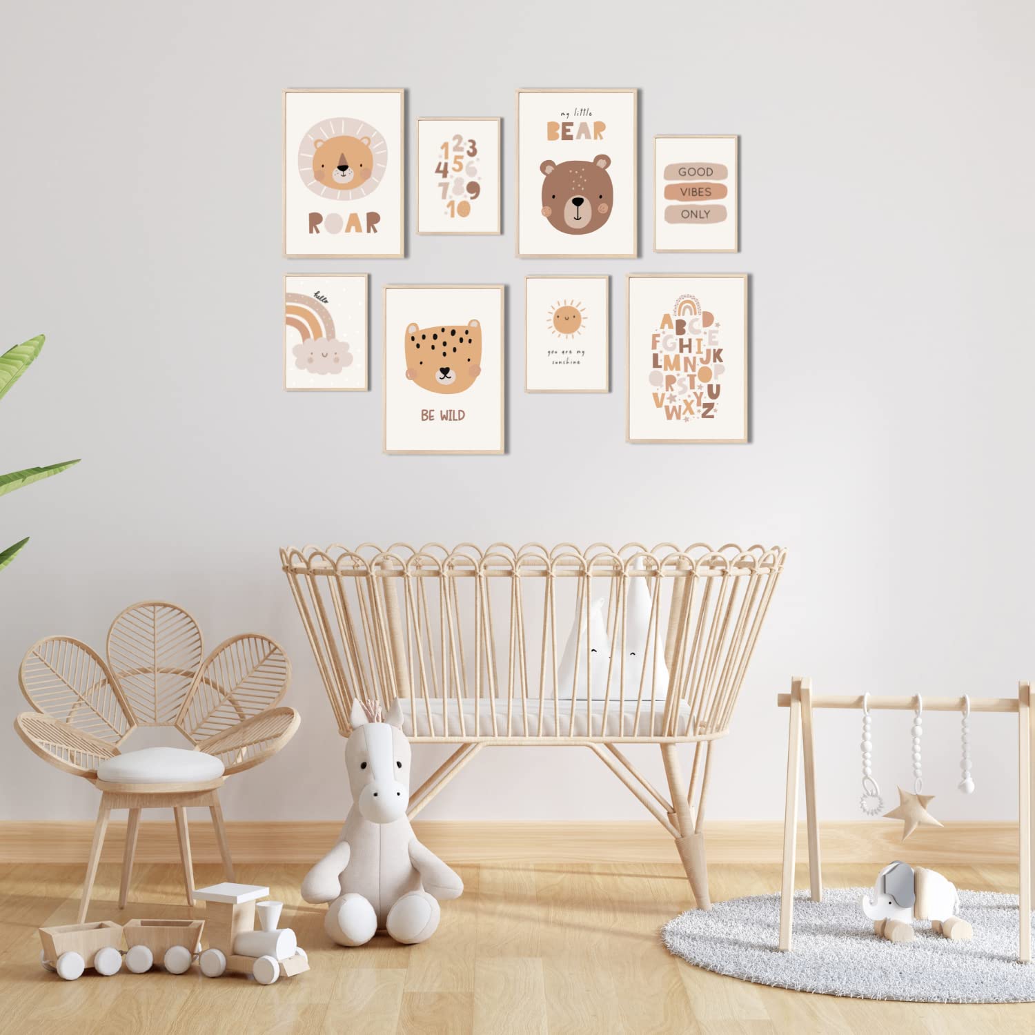 Kinderzimmerposter_Süße_freunde_boho_beige_A4_A5_8er_Set