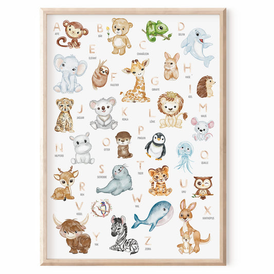 Kinderzimmerposter_Lernposter_ABC_Tiere_A2