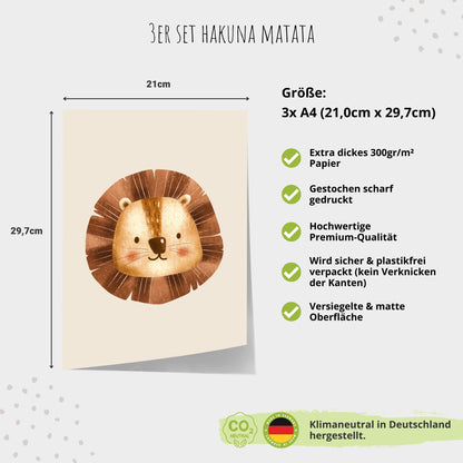 Kinderzimmerposter_Löwe_Hakuna_Matata_beige_A4