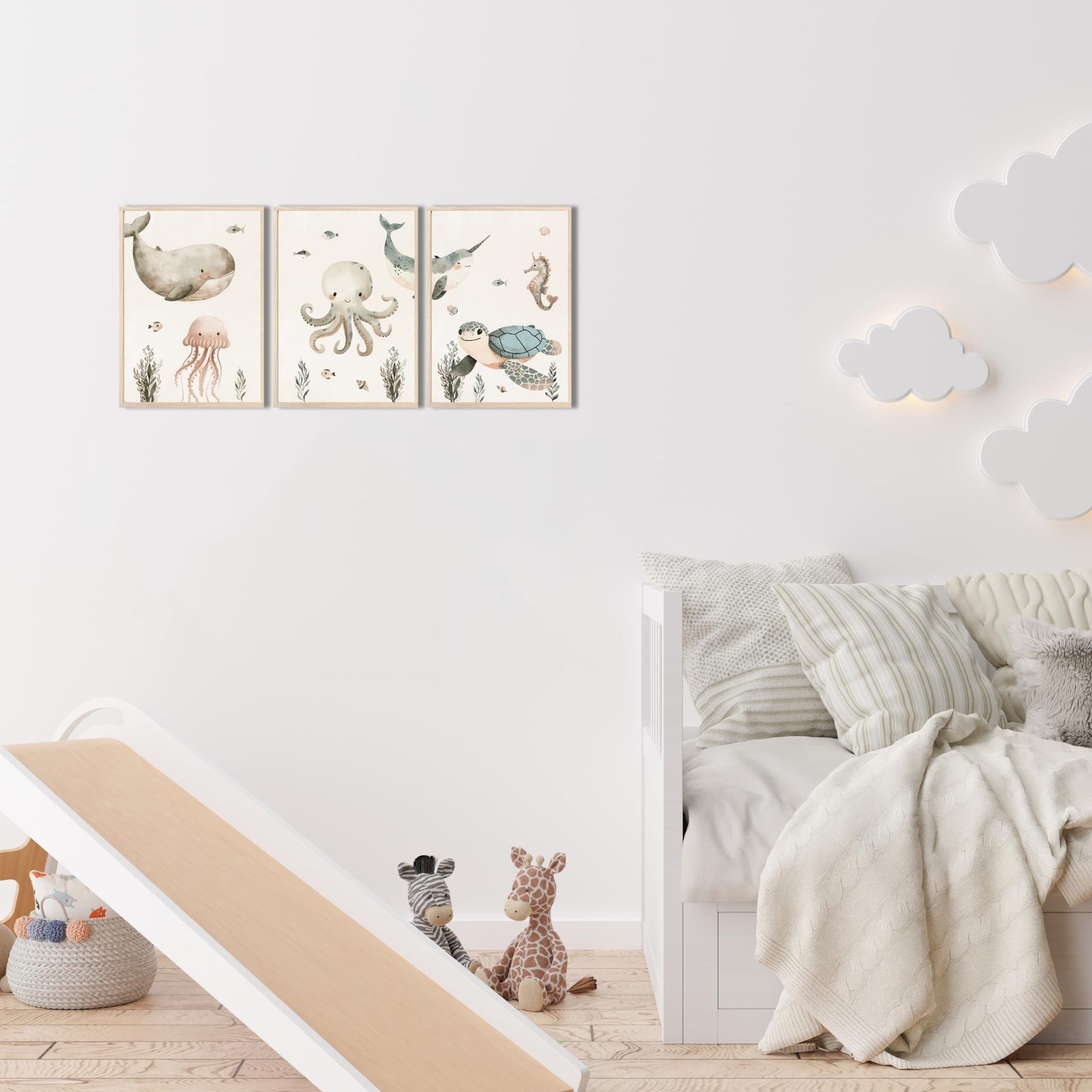 Kinderzimmerposter_Unterwasserwelt_A4_3er_Set_beige