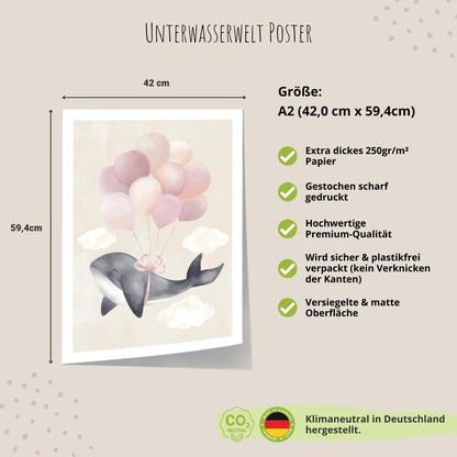 Kinderzimmerposter_Unterwasserwelt_Wal_A2_beige