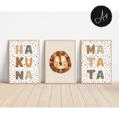 Kinderzimmerposter_Löwe_Hakuna_Matata_beige_A4