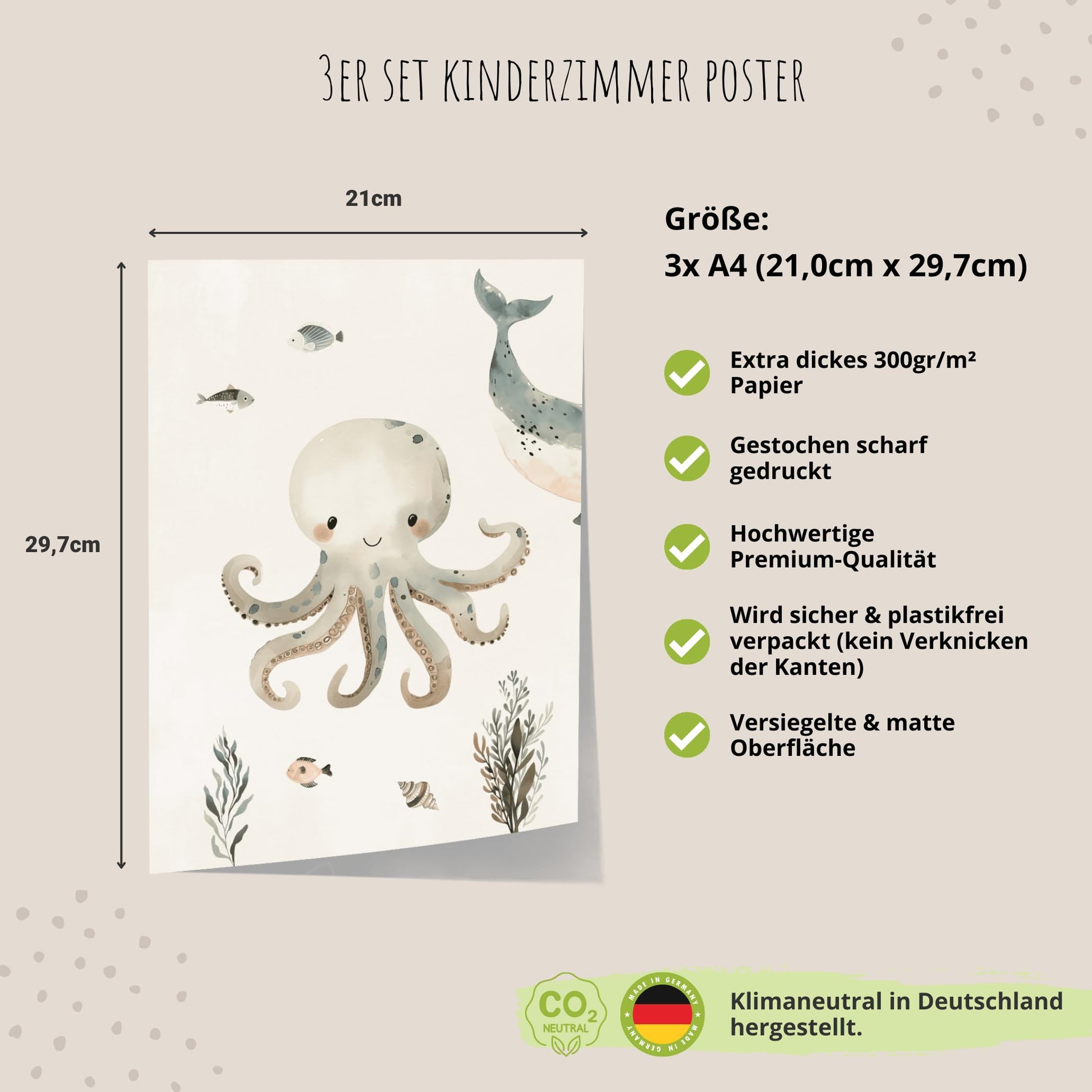 Kinderzimmerposter_Unterwasserwelt_A4_3er_Set_beige