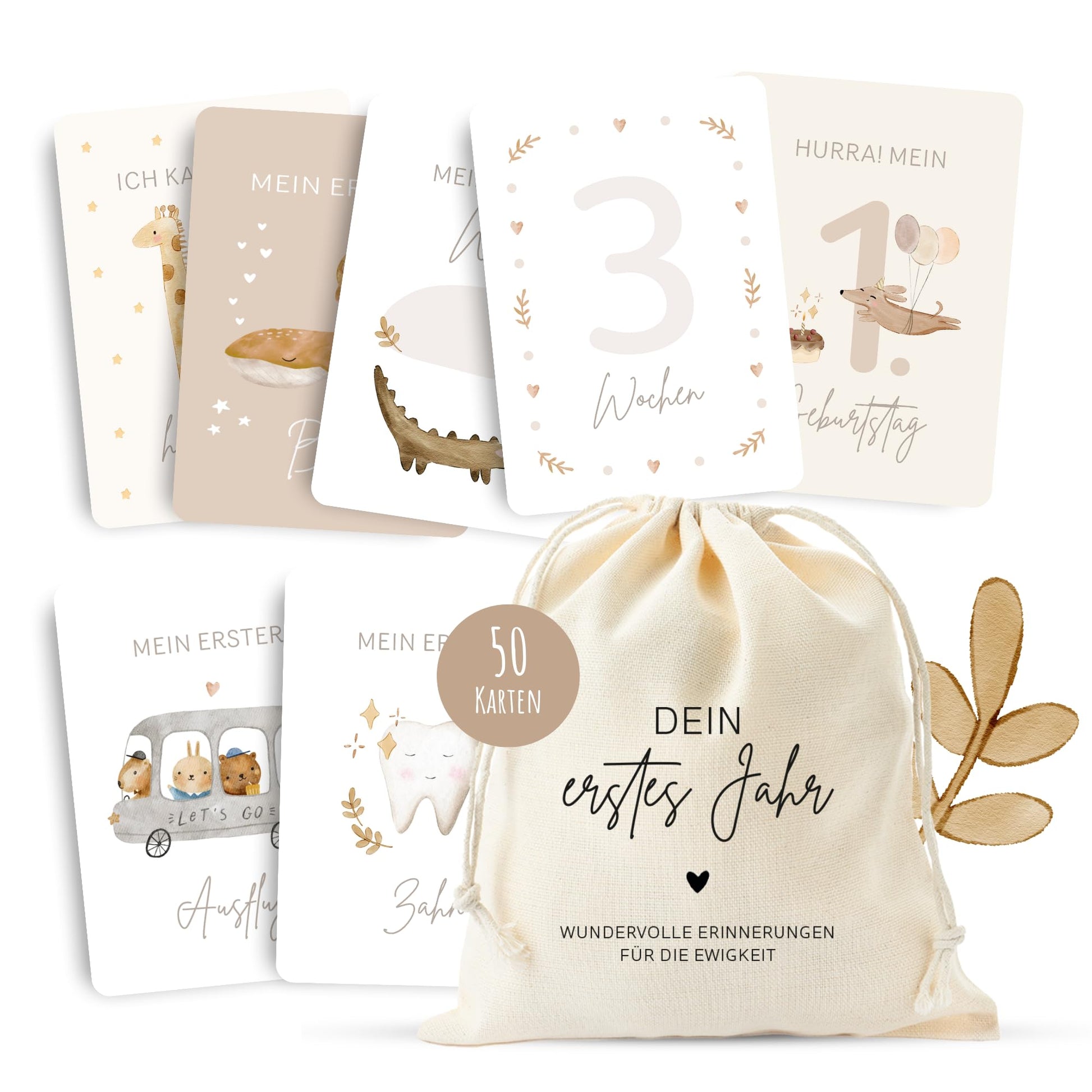 50_Meilensteinkarten_Baby_Dein_erstes_Jahr_boho_beige