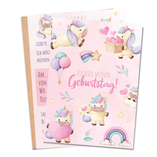 Einladungskarten_Kindergeburtstag_Einhörner_pink