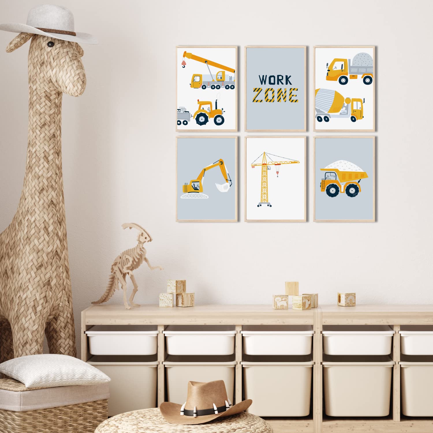 Kinderzimmerposter_Bagger_A4_6er_Set