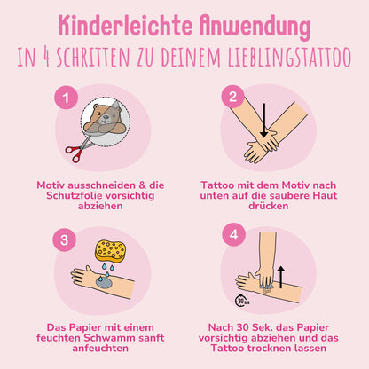 Hauttattoos_Kinder_Einhörner_Meerjungfrauen_Süße_Tiere