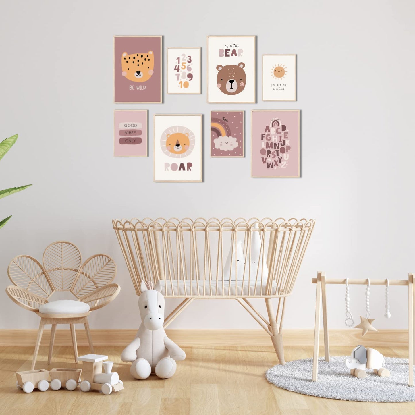 Kinderzimmerposter_Süße_freunde_boho_rosa_A4_A5_8er_Set