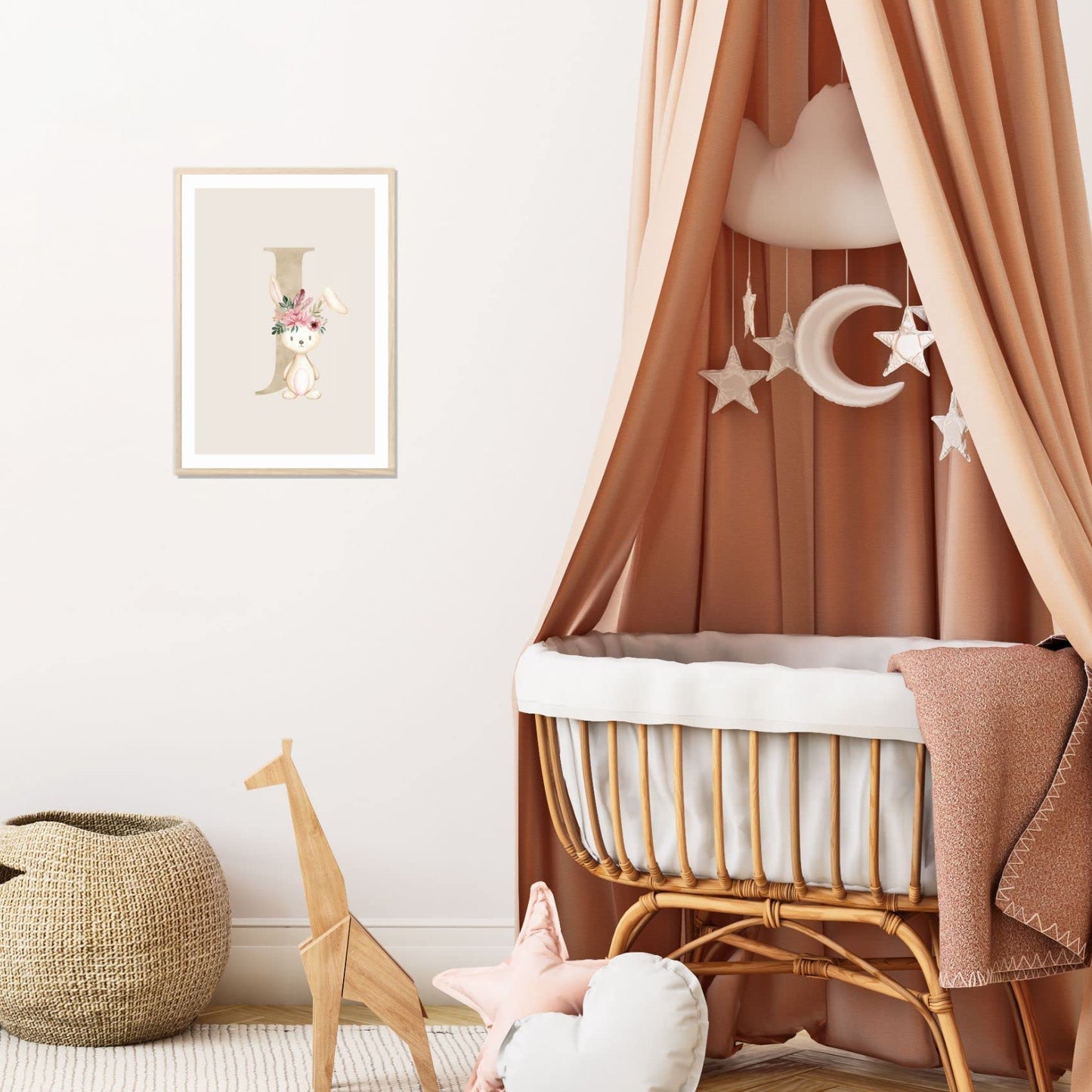 Kinderzimmerposter_Anfangsbuchstabe_beige_Hase_boho_J