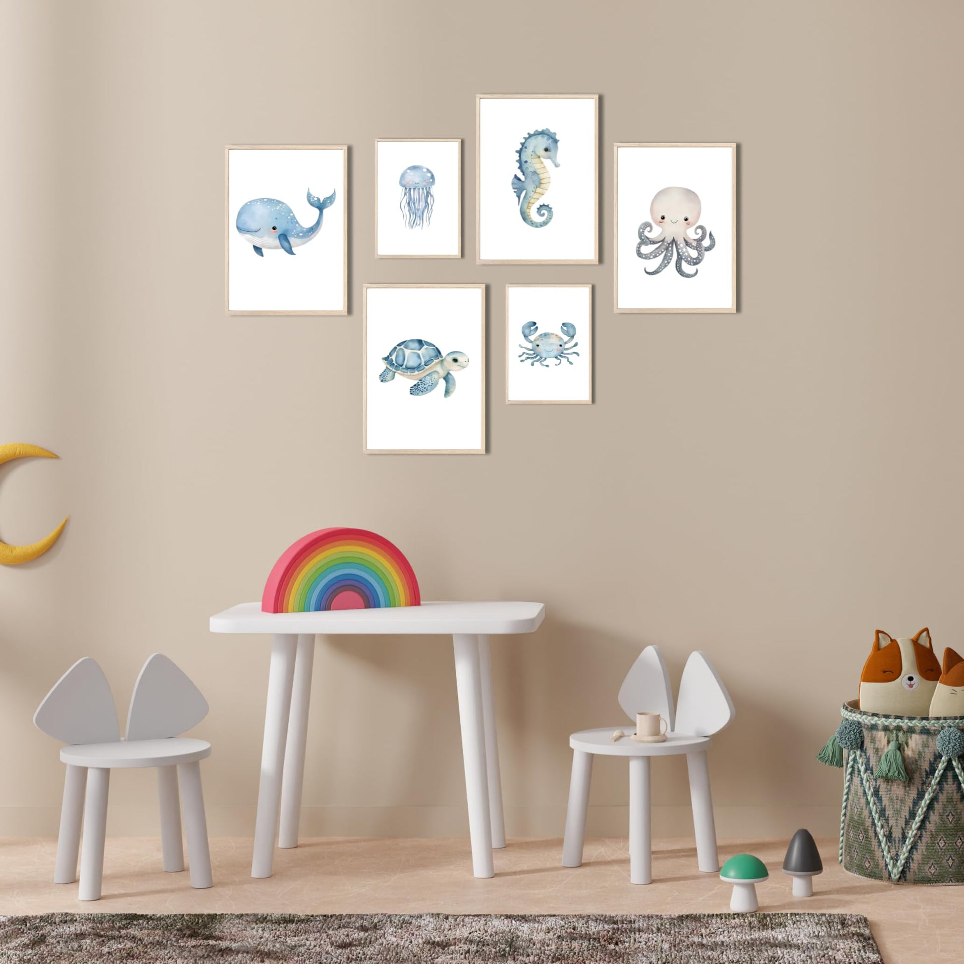 Kinderzimmerposter_Unterwasserwelt_A4_A5_6er_Set