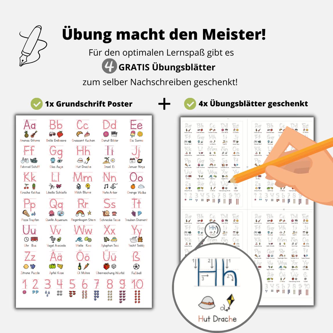 Kinderzimmerposter_Lernposter_Grundschrift_rosa_A2