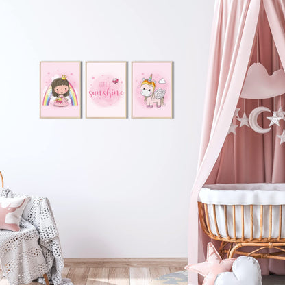 Kinderzimmerposter_Einhörner_pink_A4_3er_Set