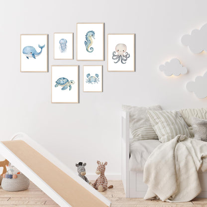 Kinderzimmerposter_Unterwasserwelt_A4_A5_6er_Set