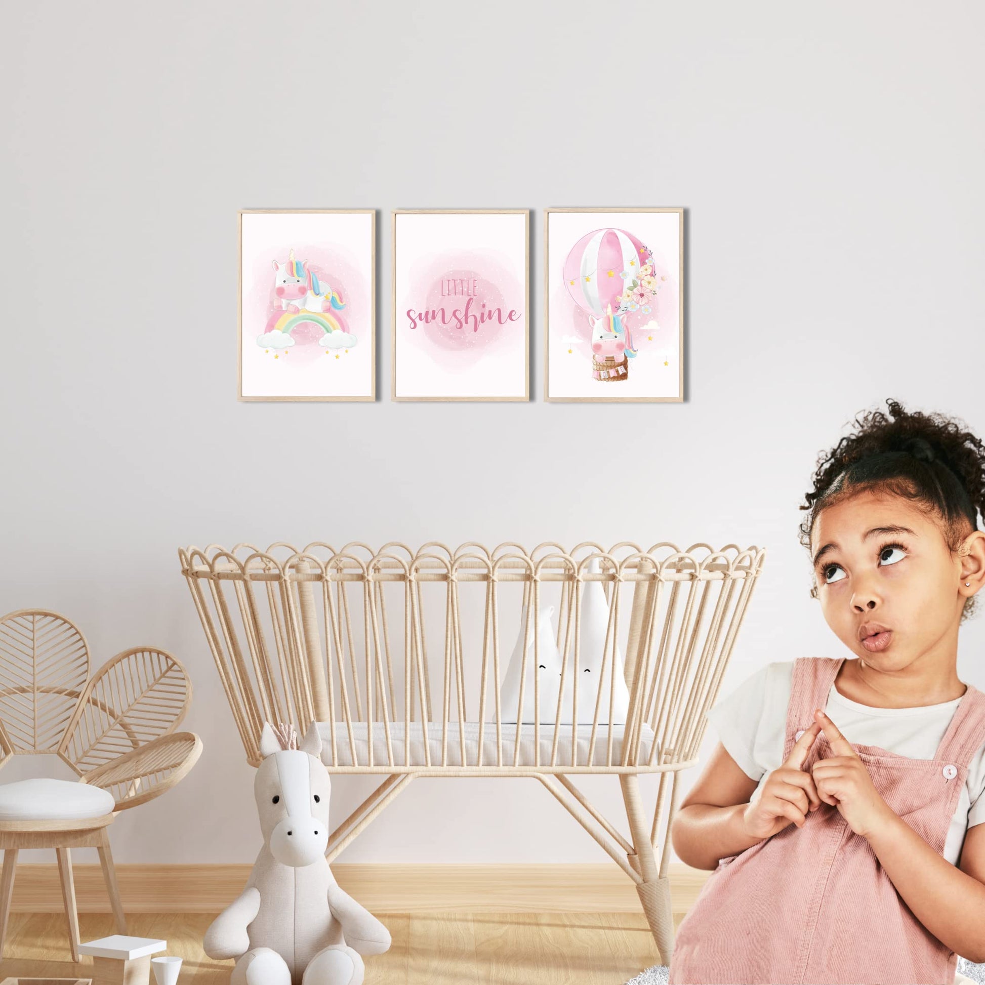 Kinderzimmerposter_Einhörner_pink_A4_3er_Set