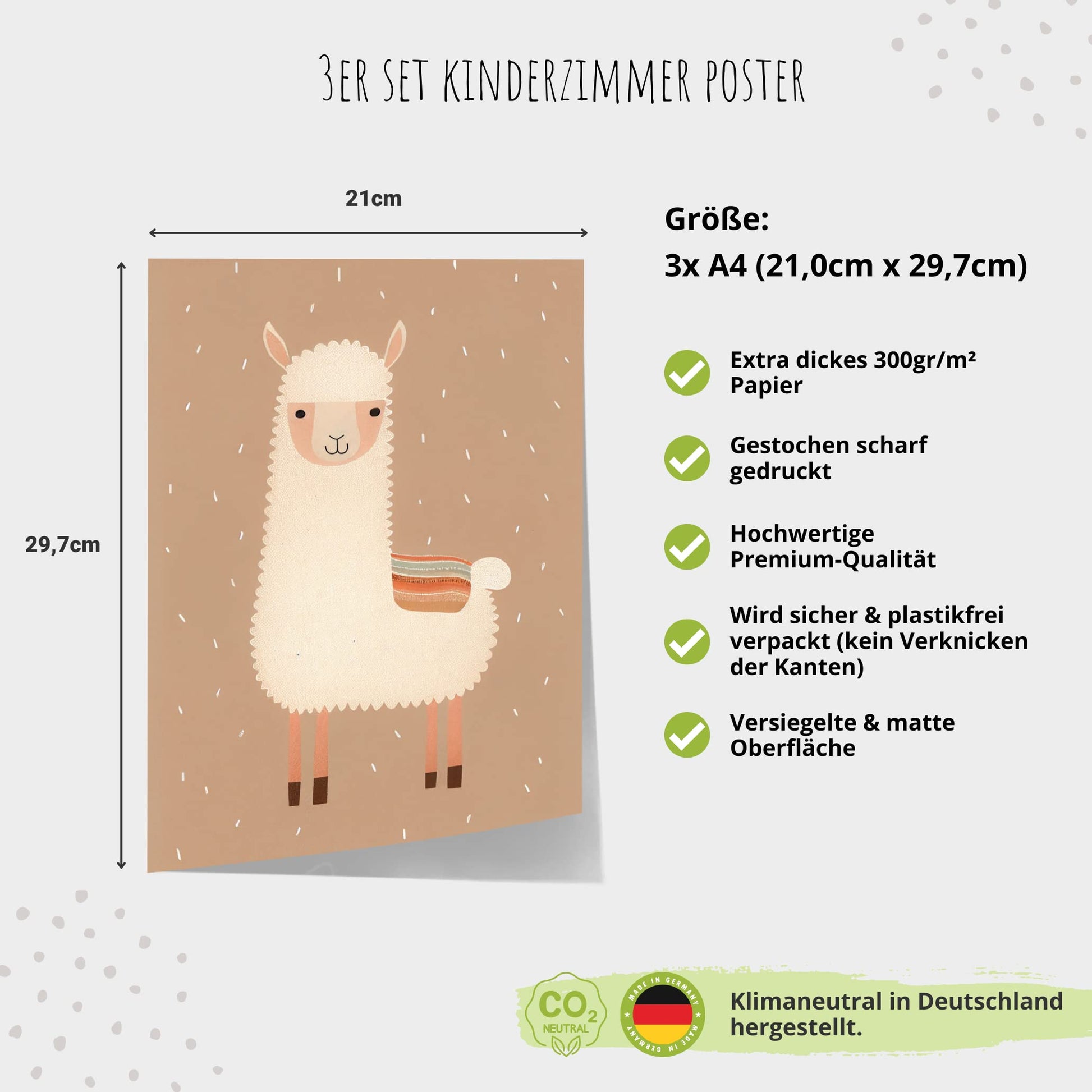 Kinderzimmerposter_Alpaka_A4_3er_Set_braun