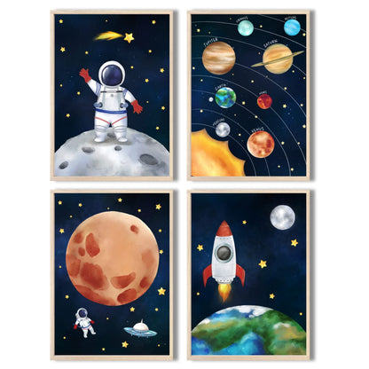 Kinderzimmerposter_Astronauten_A4_4er_Set