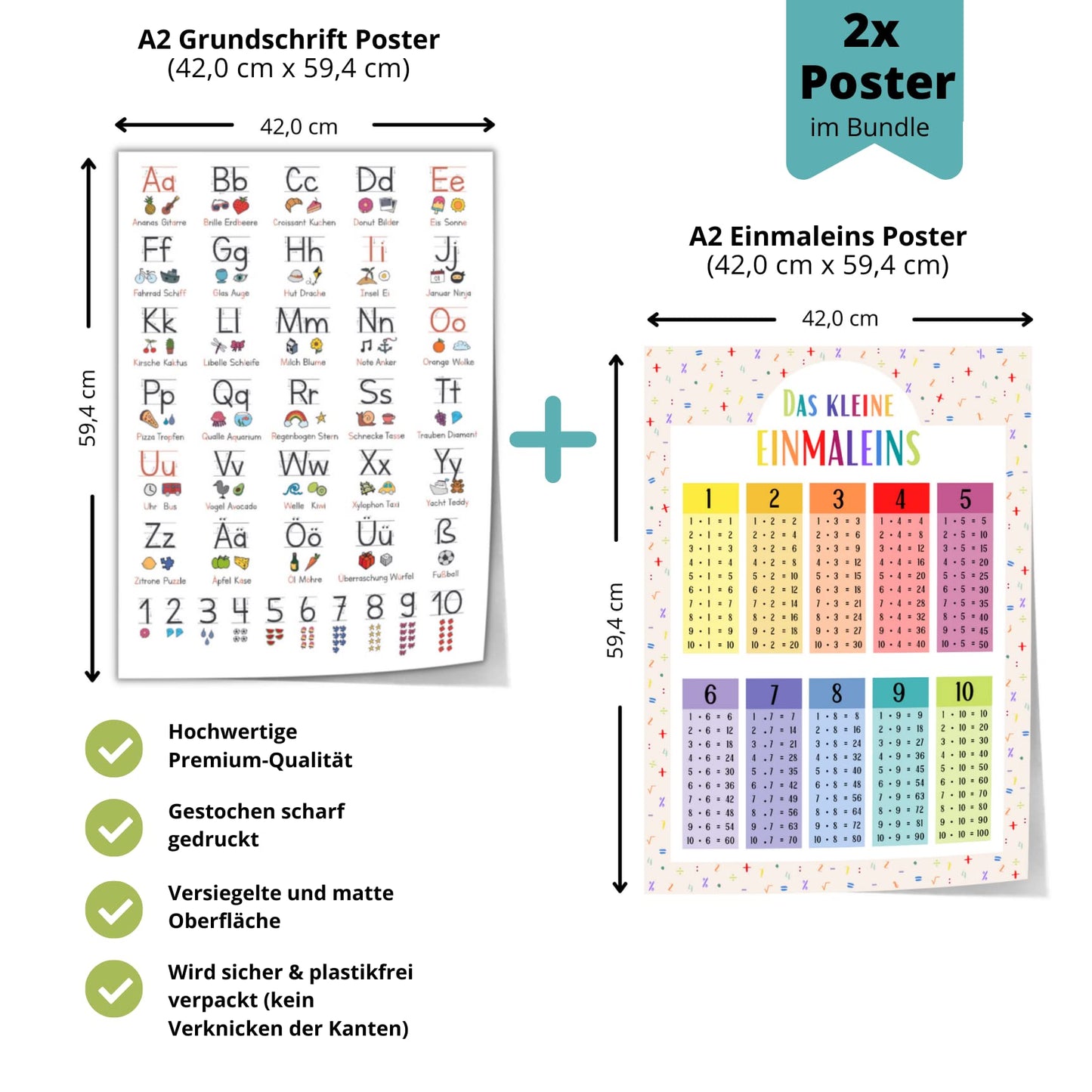 Kinderzimmerposter_Lernposter_Einmaleins_Grundschrift_bunt_A2_2er_Set