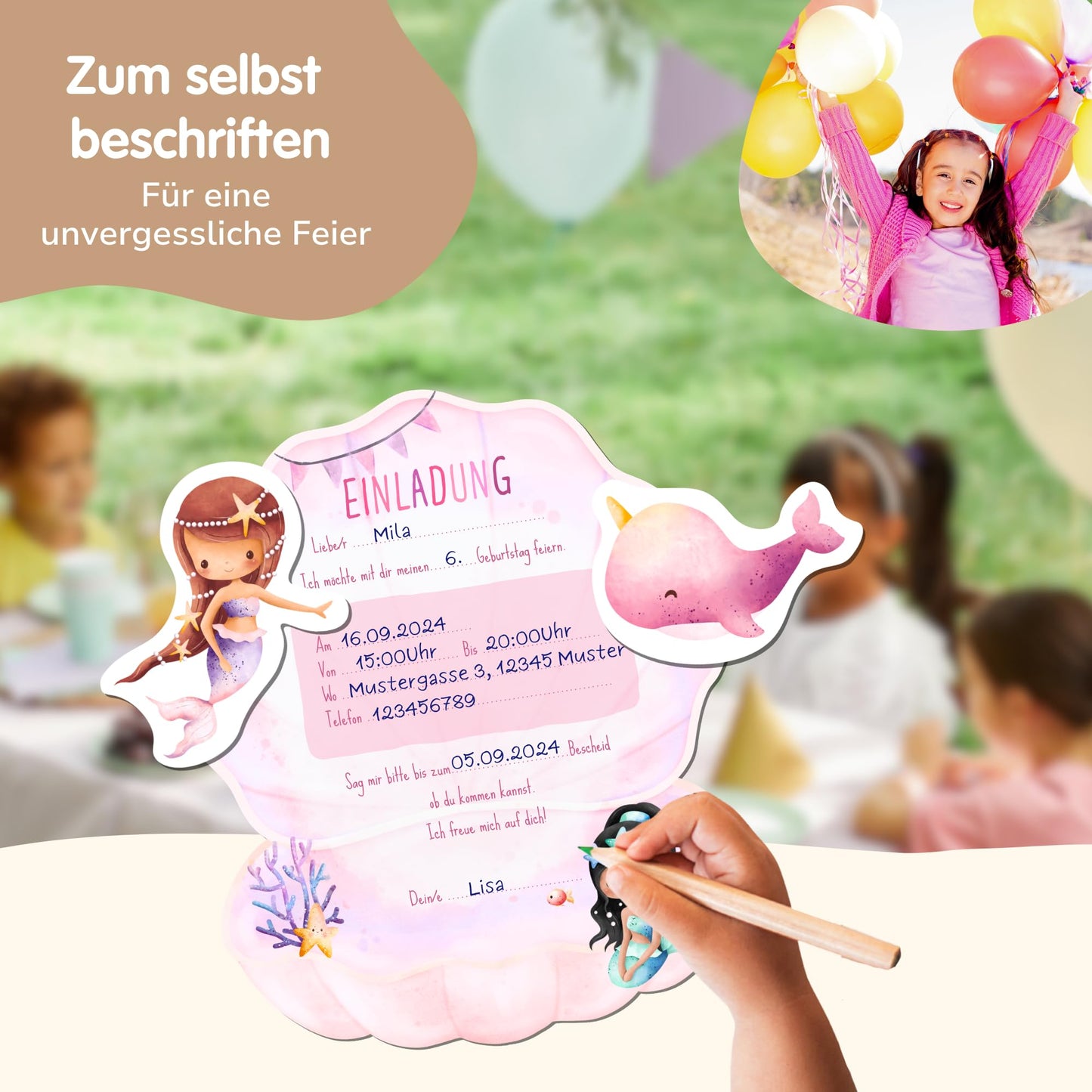 Einladungskarten_zum_basteln_pinke_Meerjungfrauen_Wal