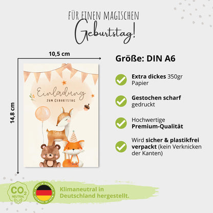 Einladungskarten_Kindergeburtstag_Süße_Tiere