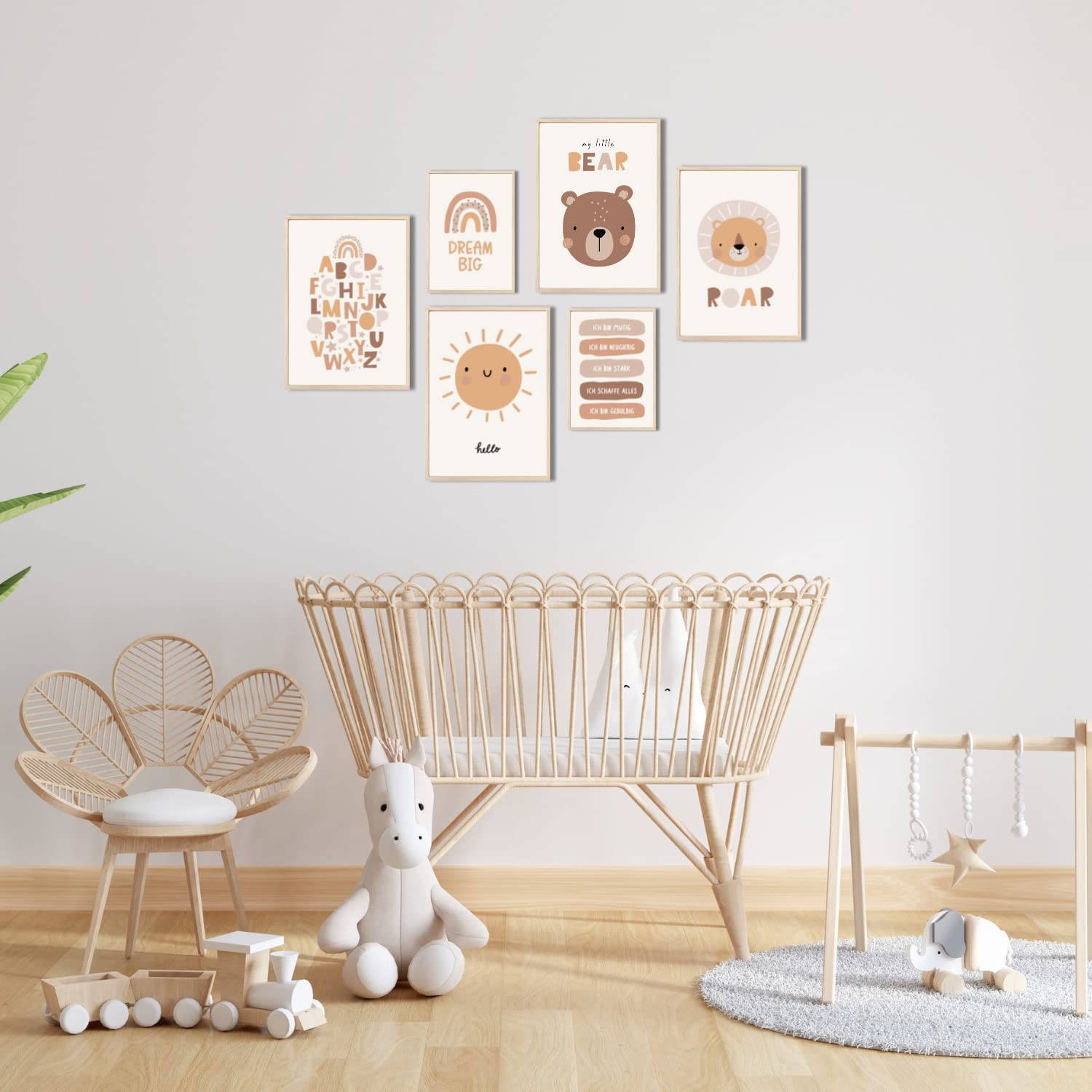 Kinderzimmerposter_Süße_freunde_boho_beige_A4_A5_6er_Set