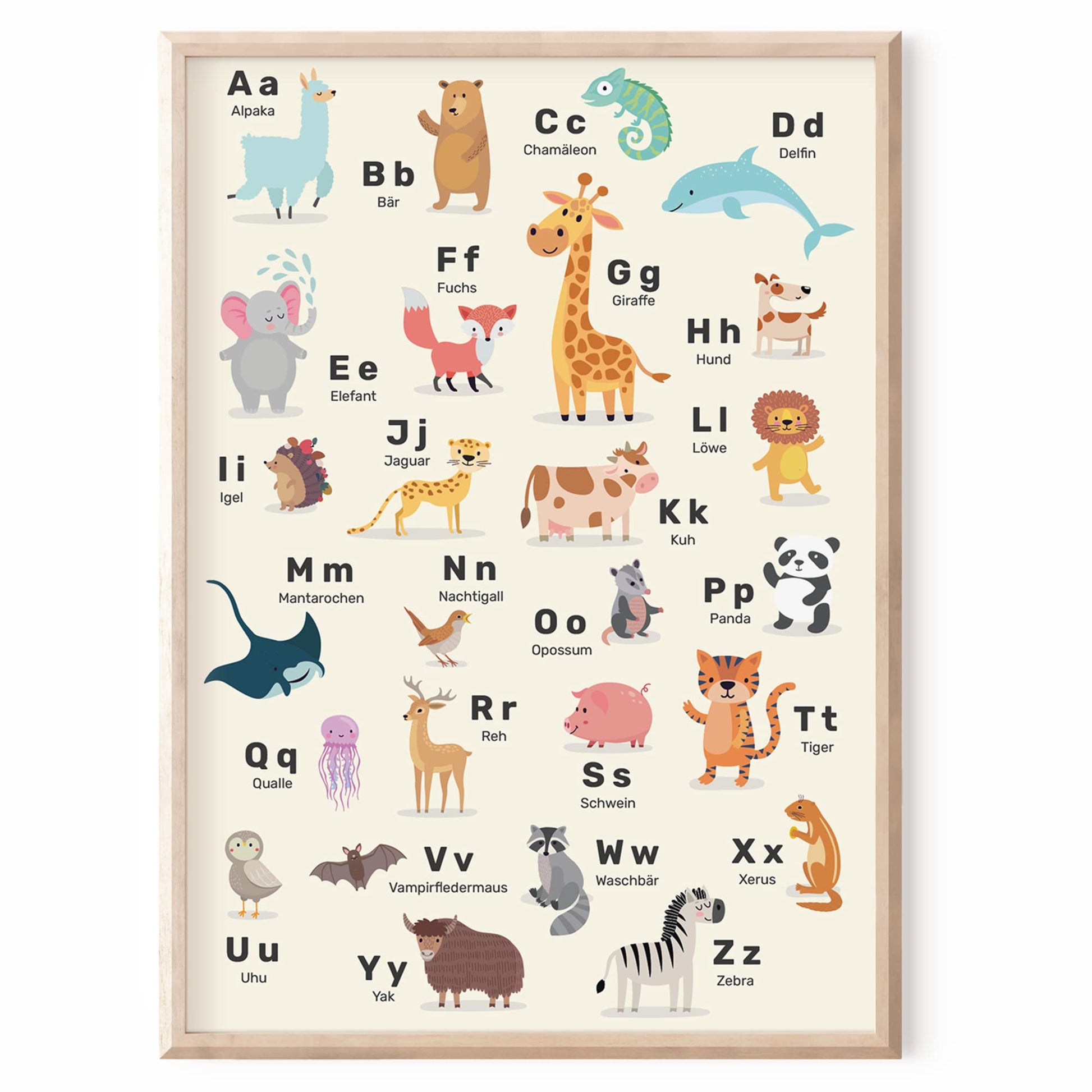 Kinderzimmerposter_Lernposter_ABC_Tiere_A2