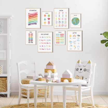 Kinderzimmerposter_Lernposter_bunt_A4_A5_8er_Set