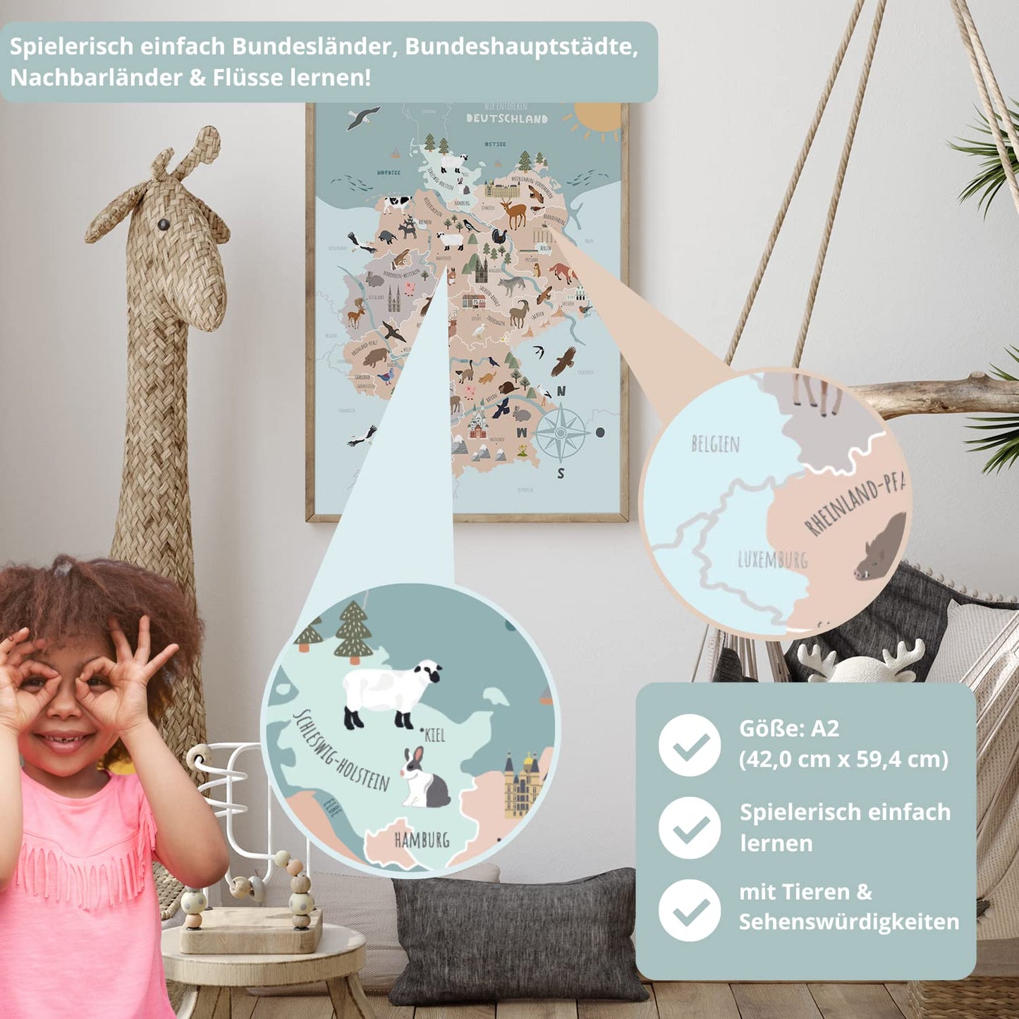 Kinderzimmerposter_Lernposter_Deutschlandkarte_A2_blau_türkis