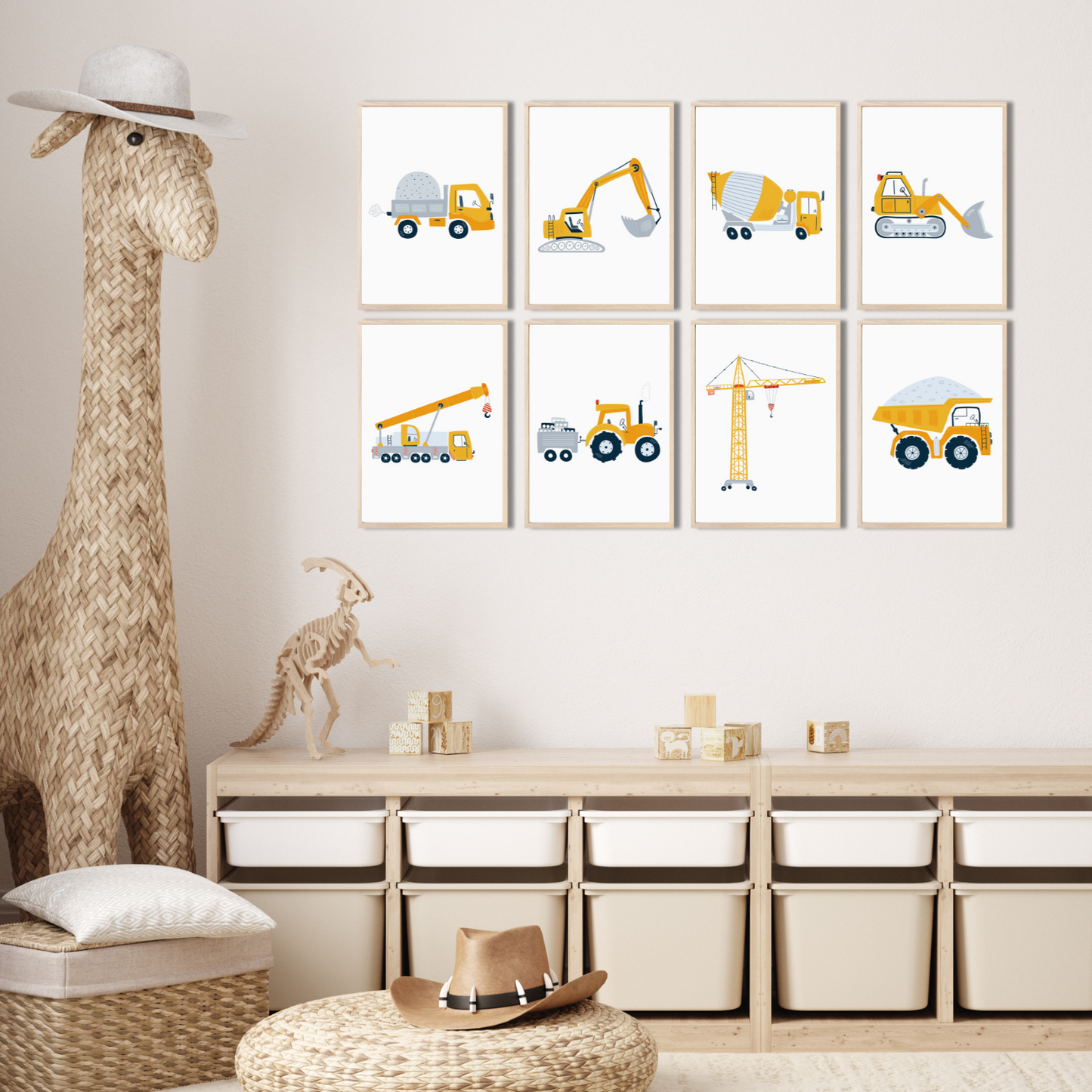 Kinderzimmerposter_Bagger_A4_8er_Set