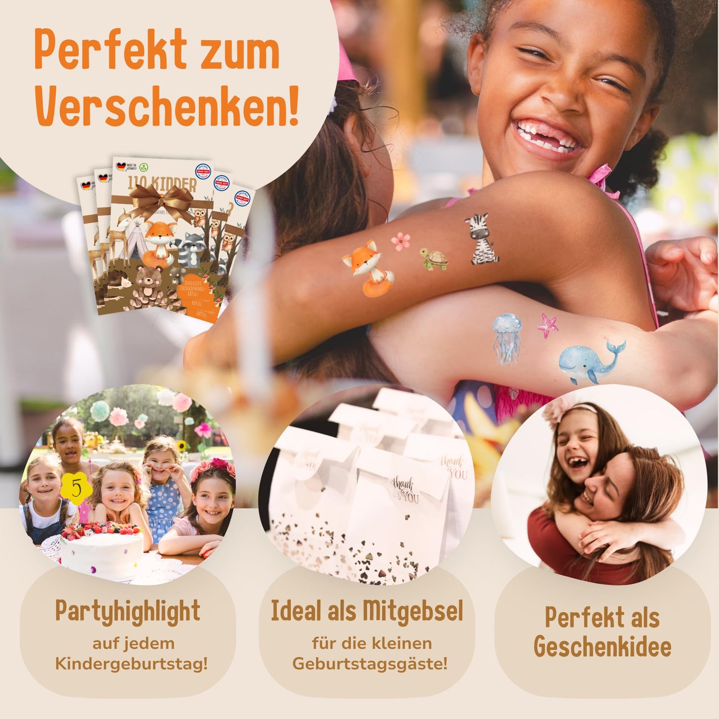 Hauttattoos_Kinder_Waldtiere_5er_Set