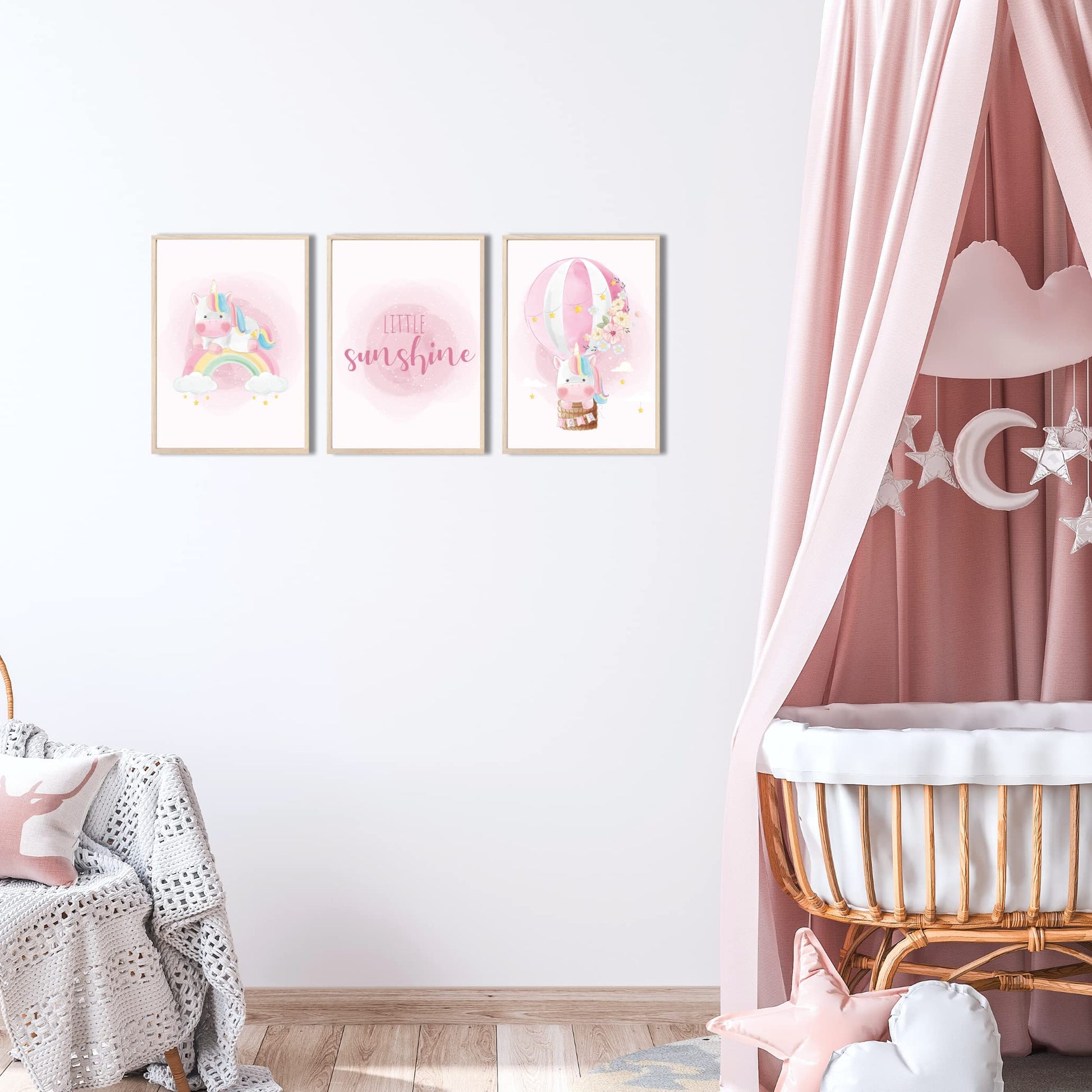 Kinderzimmerposter_Einhörner_pink_A4_3er_Set