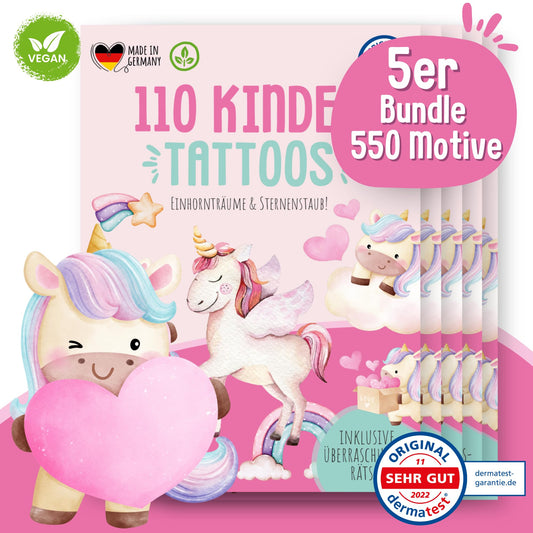 Hauttattoos_Kinder_Einhörner_5er_Set