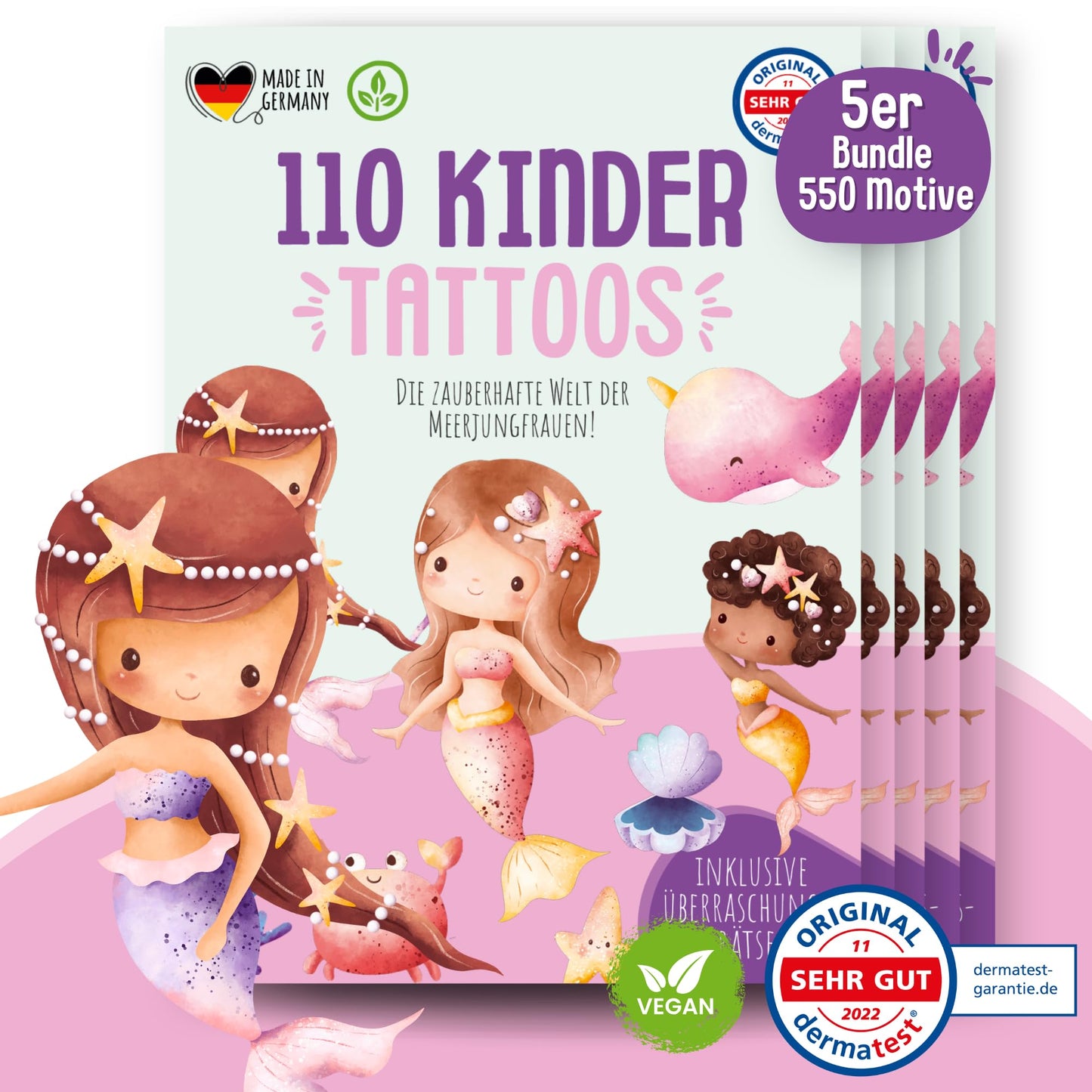 Hauttattoos_Kinder_Meerjungfrauen_5er_Set