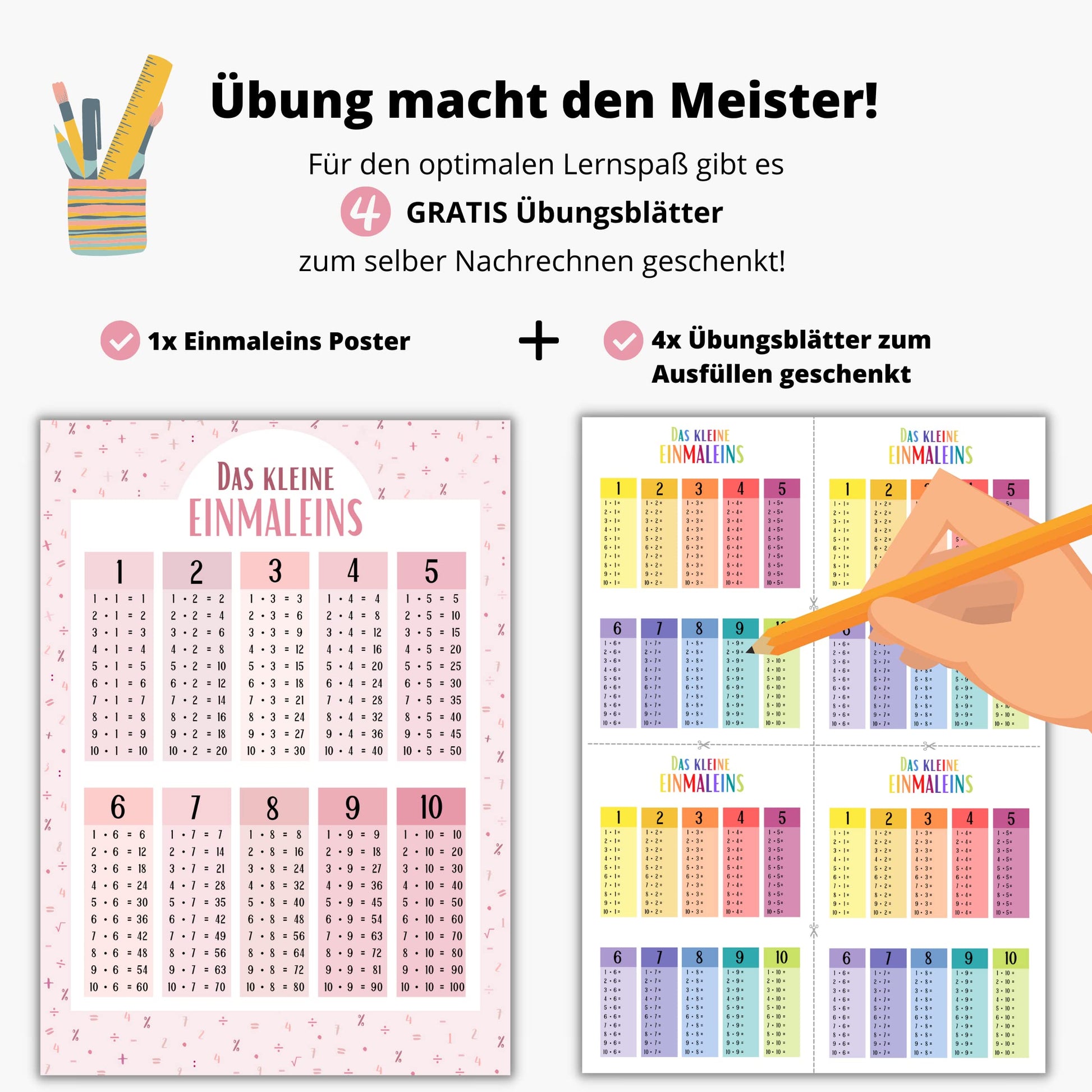 Kinderzimmerposter_Lernposter_Einmaleins_rosa_A2