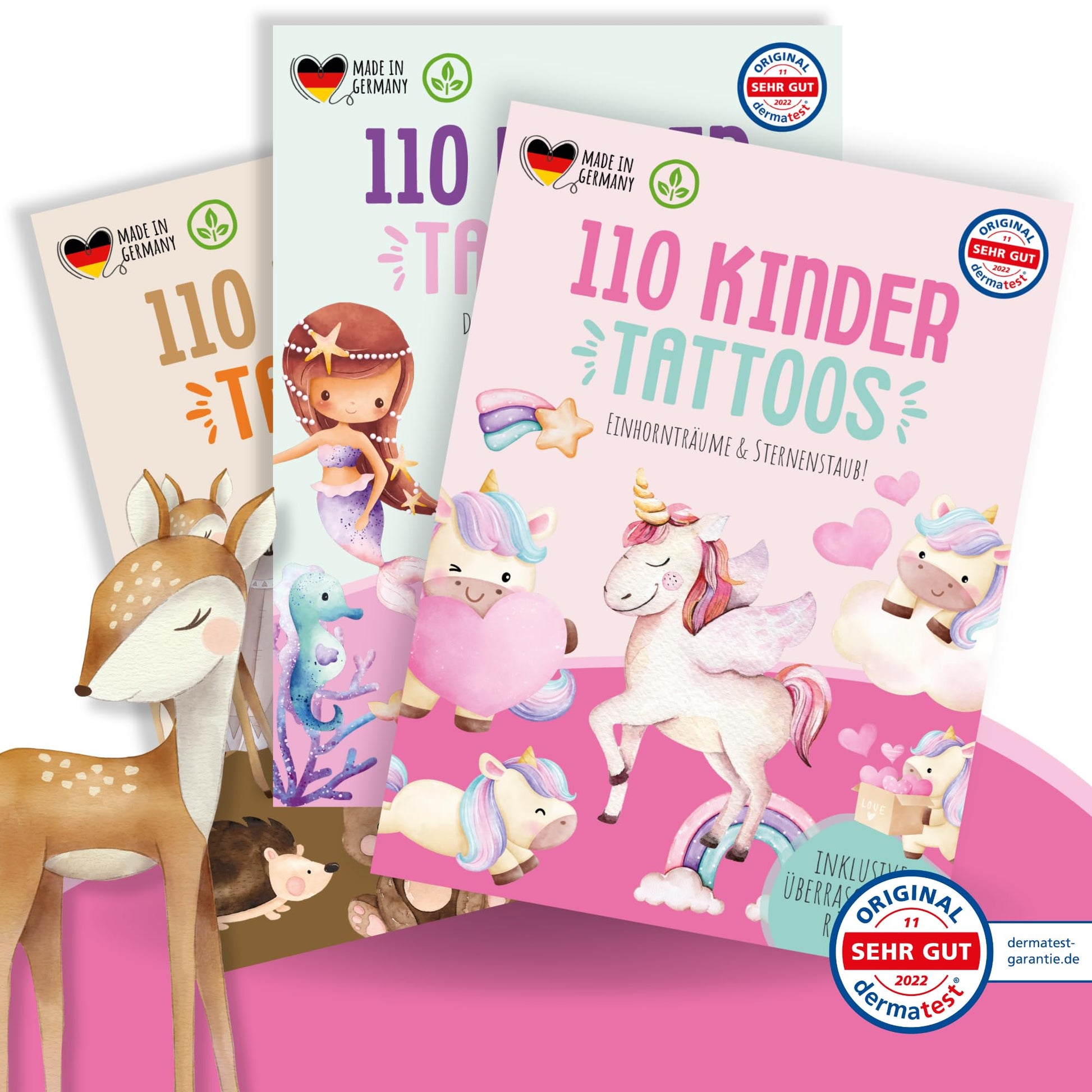 Hauttattoos_Kinder_Einhörner_Meerjungfrauen_Süße_Tiere